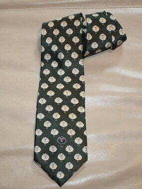 Black Sheep Novelty Tie Traditional Craft 100% Silk Green Black White 59" Long